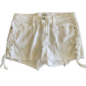 FRAME Le Cutoff White Denim Shorts Women's 27